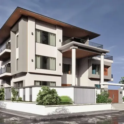 This is "The Honest House," an ongoing 12,000 sqft contemporary residence in Coimbatore. The design is defined by its pure forms, bold lines, and a restrained material palette, creating a statement of modern simplicity.
