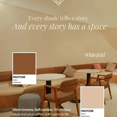 Every shade tells a story. Our Whitefield location is defined by warm browns and soft corners, where ideas and coffee both come to life.