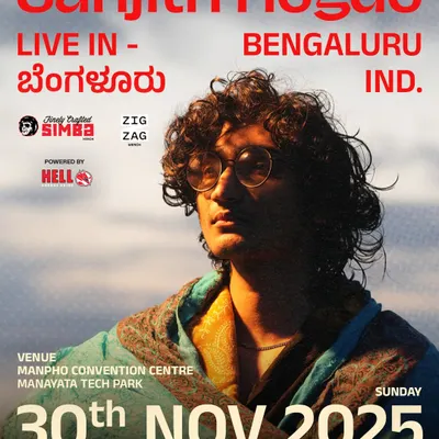 For Sanjith Hegde's major concert in Bengaluru, I secured Simba and Hell Energy as the presenting and co-powered by partners. This poster shows how I give brands top billing on all marketing materials for a sold-out show.