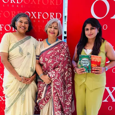 Standing with two incredible authors, Madhulika Liddle and Sutapa Basu, at our panel discussion at Oxford Bookstore. It was a proud moment to bring these brilliant minds together to discuss the art of mystery writing.
