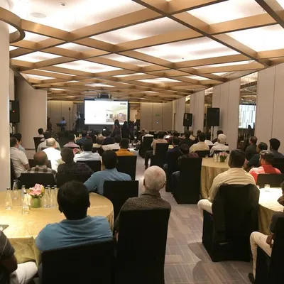 A view of our Annual Gala, where we utilized our own commercial AV solutions. We transformed the banquet hall at the Four Seasons into a professional presentation space, ensuring perfect audio and video for all attendees.