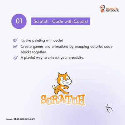 I start many young coders with Scratch, where they learn to code with colors. It is like painting with code, allowing them to create games and animations by snapping colorful blocks together.