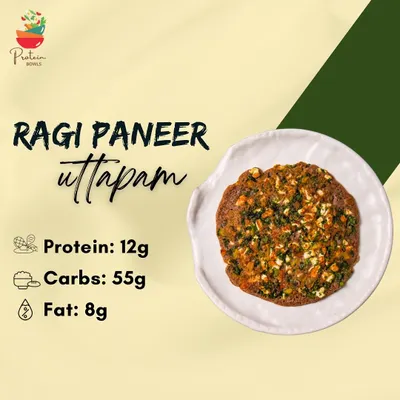 Kickstart your day with our Ragi Paneer Uttapam. This healthy breakfast option provides 12g of protein and is loaded with the goodness of ragi, paneer, and vegetables to fuel you all day long.