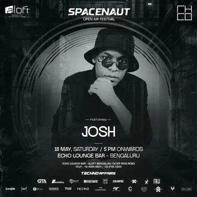 A personalized flyer for my set at the Spacenaut Open Air Festival, a premier techno event in Bangalore.