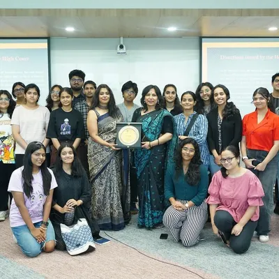 It was an honor to receive this plaque after my guest lecture at BITS Law School. I am pictured here with the bright students and faculty after a stimulating session on the impact of Public Interest Litigation.