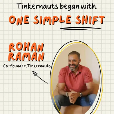 Tinkernauts began with a simple shift in my own parenting, from saying "no, don't touch that" to creating a space for my kids to say "yes, let's try." This image tells the story of how it all started.