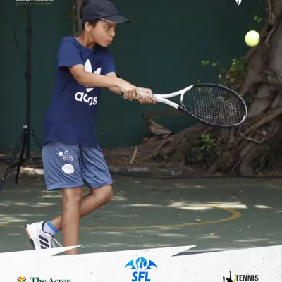 Focused, fierce, and unstoppable. Here, one of our young athletes prepares to hit a powerful forehand during a competitive tournament match, showcasing the skills honed at our academy.