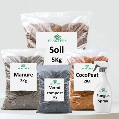 Get everything you need to start your garden with my all-in-one gardening pack. It includes our special soil mix, manure, vermicompost, cocopeat, and even a fungus spray to keep your plants healthy.