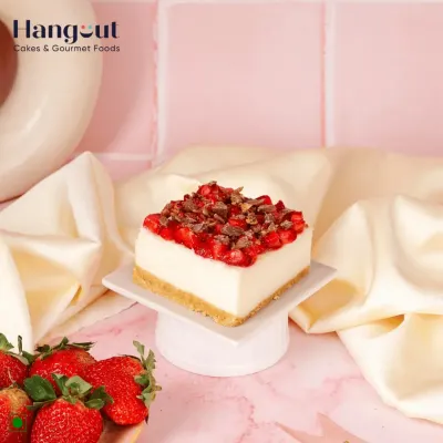 This is a close-up of my Strawberry Protein Square. It features a crumbly base, a creamy whey protein layer, and a topping of fresh strawberries. It's the perfect high-protein snack to satisfy your sweet tooth after a workout.