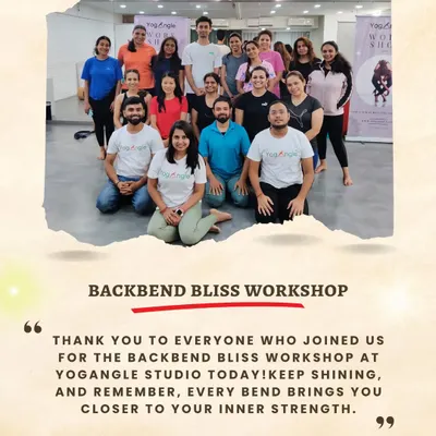 A group photo from our Backbend Bliss Workshop. We are so grateful to everyone who joined us to explore heart opening postures with joy and enthusiasm. The collective energy was truly special.