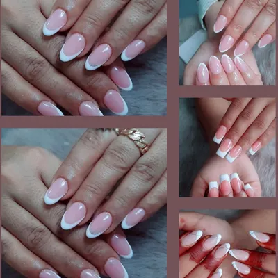A collage showcasing the versatility of the classic French manicure. You can see different nail shapes, from almond to square, all featuring that clean, elegant white tip that never goes out of style.