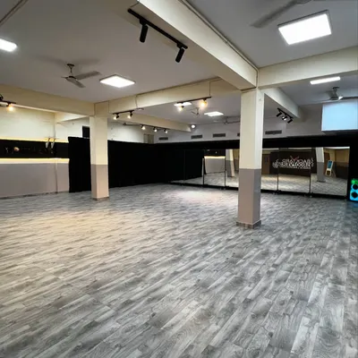 The first look at our beautiful, modern 1600 square foot studio in Palam Vihar. This spacious, open-plan dance floor is where the magic begins, equipped with professional lighting and mirrors.