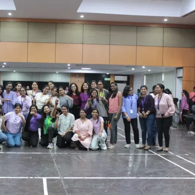 A happy team after a rejuvenating Zumba session. These moments of shared accomplishment and laughter are what corporate wellness is all about, creating a positive and connected work environment.