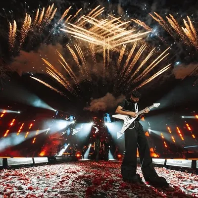 The moment AP Dhillon took the stage with his guitar, backed by a sky full of fireworks and a floor covered in rose petals. This is the kind of iconic, rockstar moment I create for my artists.