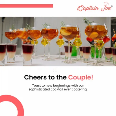 Cheers to the couple! This image of sophisticated cocktails and shots highlights my specialized catering for cocktail events, perfect for toasting to new beginnings at weddings or engagement parties.