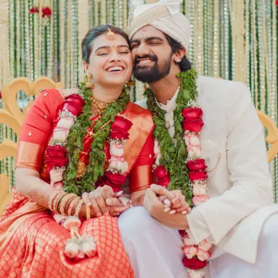 The purest joy captured in a single frame. This candid shot of the couple during their South Indian wedding ceremony, their smiles radiant and their happiness infectious, is what I strive to capture.