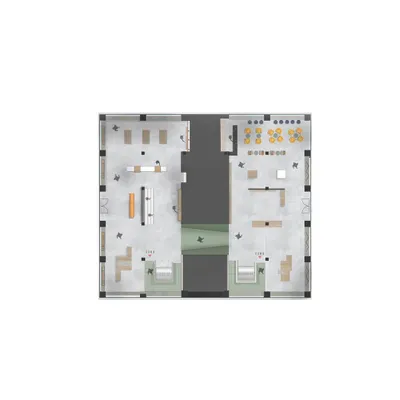 A 2D floor plan for our museum and retail concept. This top-down view illustrates our core principle of human-centric spatial planning, showing the clear zones and circulation paths designed for visitor flow.