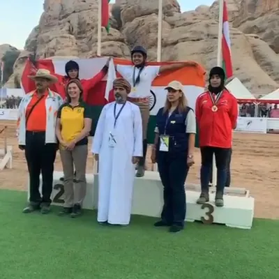 A moment of immense pride for our academy and for India. Our rider Khushi Singh stands tall with the gold medal at the International Women's Tent Pegging Championship in Jordan. We train our riders to compete and win on the world stage.