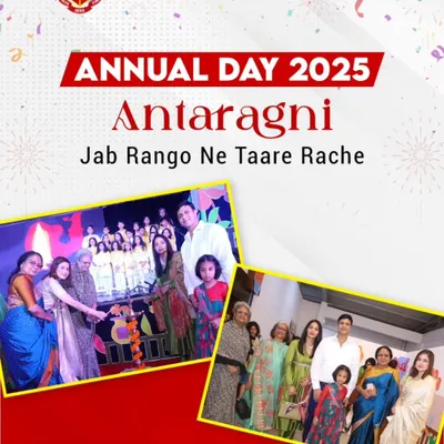 Our Annual Day, 'Antaragni', is a grand celebration of talent and tradition. This event poster captures the essence of the spectacular dance drama 'Jab Rangon Ne Taare Rache' and the ceremonial lighting of the lamp, showcasing the blend of performance and culture.