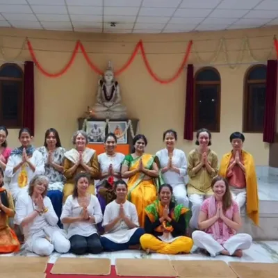 A group of students from a Yoga Teacher Training Course, united in their dedication to the path of yoga. It is a joy to see people from all over the world come together to learn and grow.