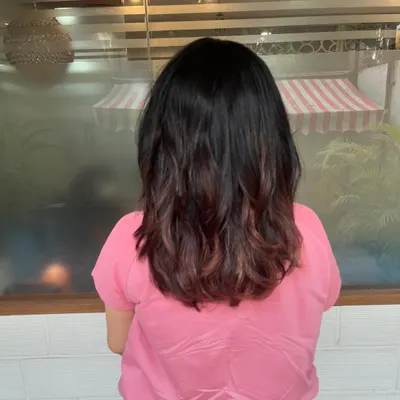 This is a restyle for Sheela. I cut off her previously color-damaged ends and gave her a healthy, medium-length cut with a soft ombre effect that looks intentional and stylish.