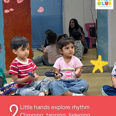 With little hands holding instruments, these children are learning more than just music. They are practicing patience while waiting for their turn and building focus by listening to the rhythm, all essential skills for social confidence and group participation.