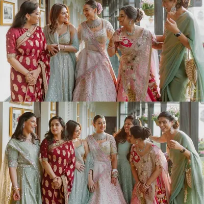 A beautiful shot of the bride with her bridesmaids and family. I also provide hairstyling services for the entire bridal party to ensure a cohesive and picture perfect look for the wedding album.