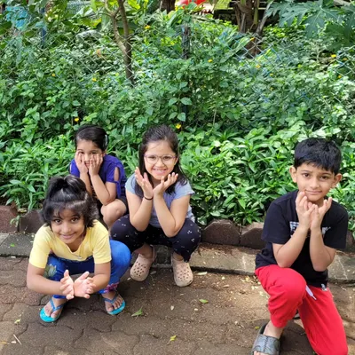 A fun moment from our outdoor kids' yoga class. We use playful poses and games to introduce children to the concepts of balance, focus, and body awareness in a natural, open environment.