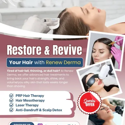 Beyond hair fall, we offer a range of services to restore and revive your hair's health. This includes PRP, Hair Mesotherapy, Laser Therapy, and professional Anti-Dandruff treatments for a complete scalp detox.