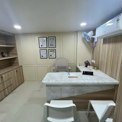 An overview of one of my previous consultation and procedure rooms. The space was designed to be functional and professional, with all necessary equipment readily accessible.
