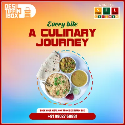 Every meal we prepare is a culinary journey back home. This plate features our vegetable pulao, a simple mixed vegetable sabji, dal, and a soft chapati, representing a typical and satisfying lunch.