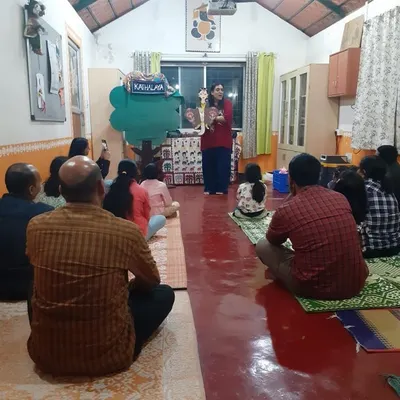 Our Kathalaya center during the Bengaluru Habba festival. It was a joy to see our space filled with children and adults, all captivated by tales of Karnataka told by our certified storytellers.
