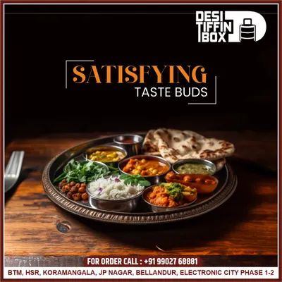 This is what a satisfying meal looks like. My complete North Indian thali includes a variety of dishes, from flavorful curries and dal to fluffy rice and soft rotis, all served on a traditional platter to give you that authentic ‘ghar jaisa’ feeling.