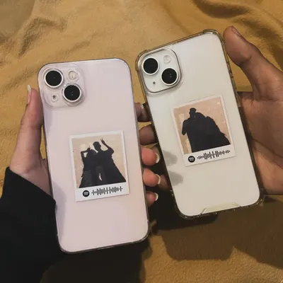 Turn your phone into a personal memento. These mini polaroid stickers feature a silhouette illustration and a scannable Spotify code that plays your special song, designed to fit perfectly on the back of a phone case.