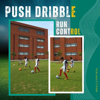 Mastering ball control is fundamental to football. Our players practice drills like the push dribble to improve their touch, control, and ability to run with the ball confidently.