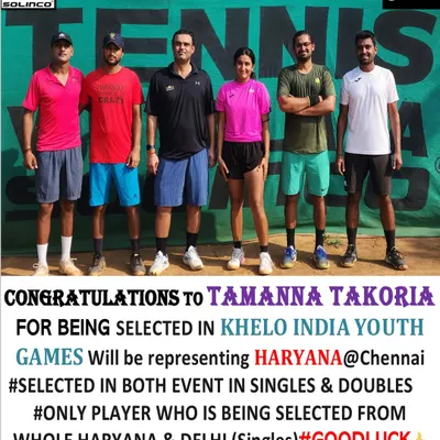Congratulations to Tamanna Takoria for being selected for the Khelo India Youth Games, representing Haryana in both singles and doubles.