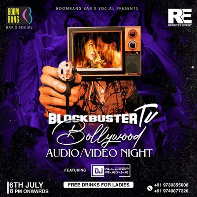 This poster for my 'Blockbuster TV' audio-video night gives you an idea of what the VDJ experience is all about. It's a night dedicated to the visuals of Bollywood, where the music videos are as important as the music itself.