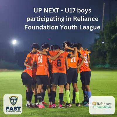 Our U17 team in a huddle before their Reliance Foundation Youth League match. Team unity and strategy are key.