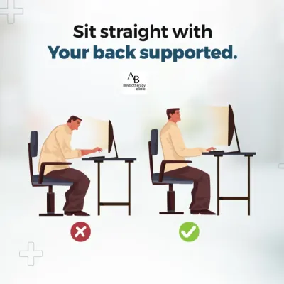 This is the single most important habit for desk workers: sit straight with your back supported. Slouching puts enormous strain on your lumbar spine, leading to chronic pain and disc issues over time.