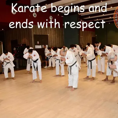 This image captures the essence of our philosophy. Karate begins and ends with respect. Here, our students and instructors perform a collective bow, honoring the space, the teachings, and each other, reinforcing the discipline and humility at the heart of our practice.