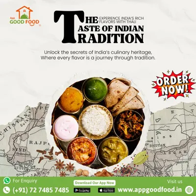 Unlock the secrets of India's culinary heritage. This image, set against a map of India, showcases a traditional thali that takes you on a journey through tradition.