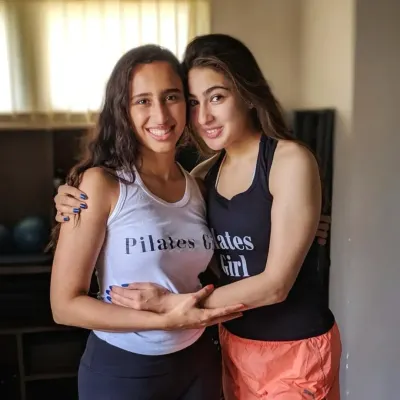 Working with my dedicated client Sara Ali Khan. Her commitment to mastering tough Pilates routines is a testament to her discipline. We focus on deep core work and total body control to build functional, camera-ready strength.