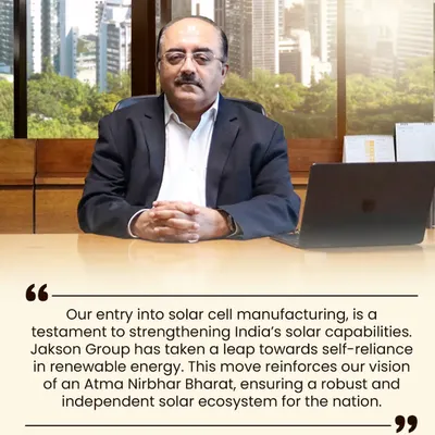Our entry into solar cell manufacturing, led by our CEO of Solar Cells Business, Mr. Gagan Chanana, is a testament to our commitment to an AtmaNirbhar Bharat. This move toward backward integration strengthens India's solar ecosystem and ensures a robust, independent renewable energy future.