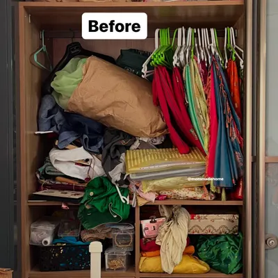 This was the starting point for a client with a deep love for sarees. Her beautiful collection was hidden and at risk of damage in the clutter.