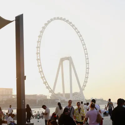 The Dubai Eye at sunset. My travel photography is about capturing the feeling of a place, blending the grand and the everyday.
