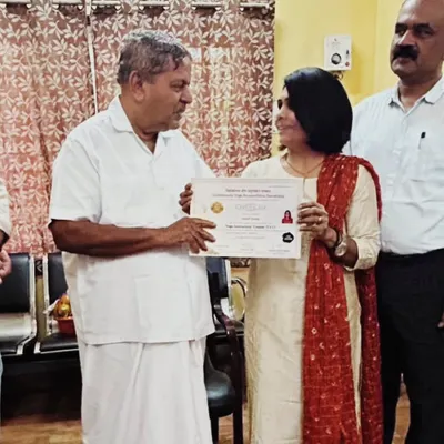 A proud and blessed moment for me, receiving my Yoga Therapy certificate from my respected Guru ji Dr. Nagendra of SVYASA. This education forms the scientific backbone of my therapeutic approach to yoga.