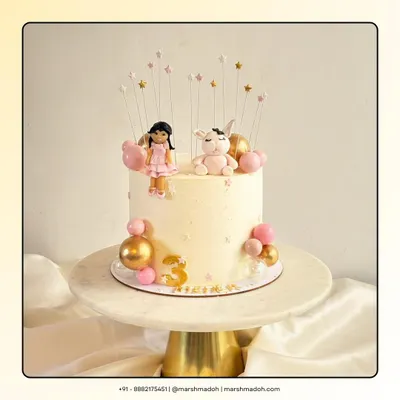 A tall slice of magic! This Chocolate & Biscoff cake features a custom-made, fully edible doll and a cute little bunny, all handcrafted with love. Every bite tells a story.