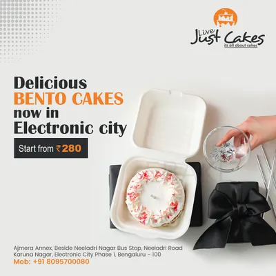 Our bento cakes are the perfect solution for a personal celebration or a sweet gift. This image shows one of our mini cakes neatly packaged in its signature box, ready for you to enjoy or send to someone special.