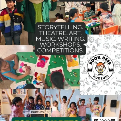 Become a part of our family! This collage showcases the variety of exclusive events we offer for our Book Bees members, from storytelling and theatre to art workshops and competitions.