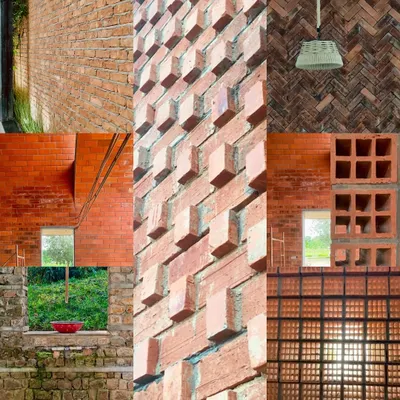 A collage showcasing the versatility and beauty of brick in my projects over the years. From simple bonds to complex jali screens and herringbone patterns, brick adds warmth, texture, and character.
